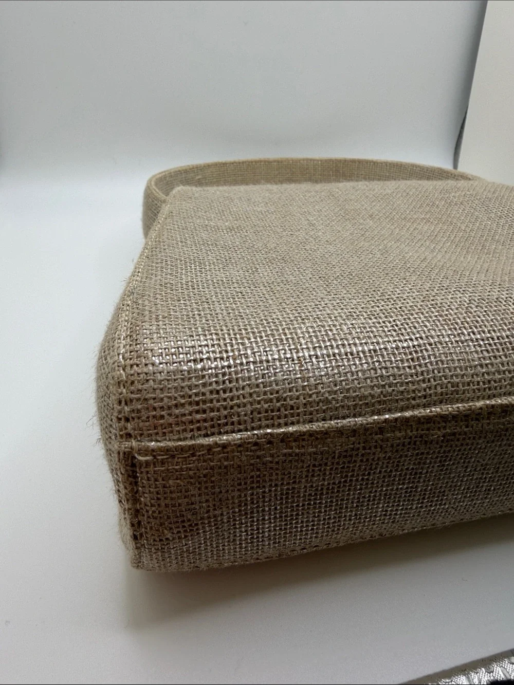 Chanel Silver Iridescent Linen Mini Top Handle Half-moon Flap SHW